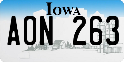 IA license plate AON263
