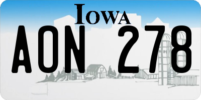 IA license plate AON278