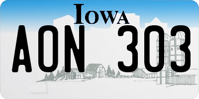 IA license plate AON303
