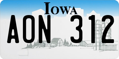 IA license plate AON312