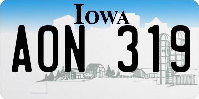 IA license plate AON319