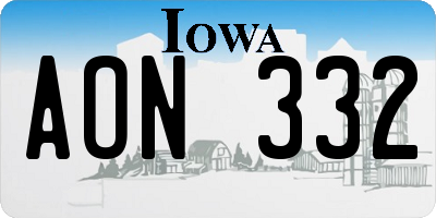 IA license plate AON332