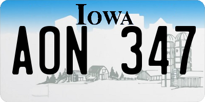 IA license plate AON347