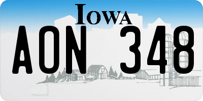 IA license plate AON348