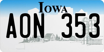 IA license plate AON353