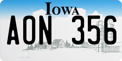 IA license plate AON356