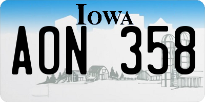 IA license plate AON358