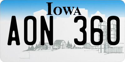 IA license plate AON360