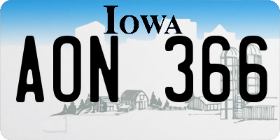 IA license plate AON366