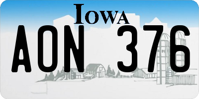 IA license plate AON376