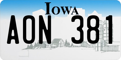 IA license plate AON381