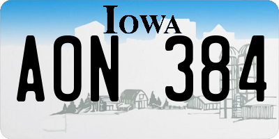 IA license plate AON384