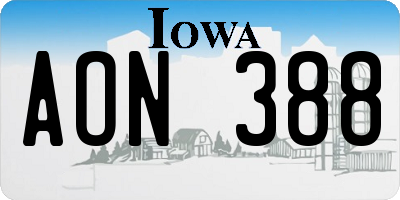 IA license plate AON388