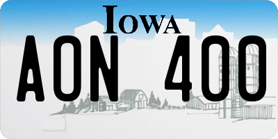 IA license plate AON400