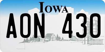 IA license plate AON430