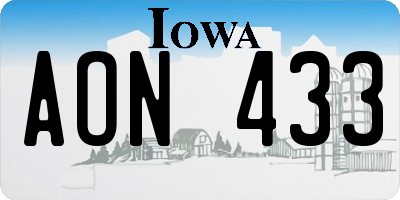 IA license plate AON433