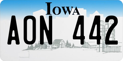 IA license plate AON442
