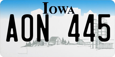 IA license plate AON445