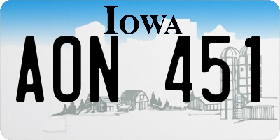 IA license plate AON451
