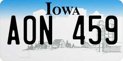 IA license plate AON459