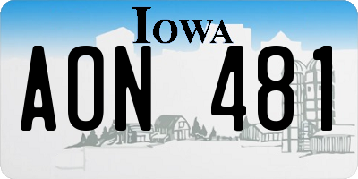 IA license plate AON481