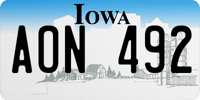 IA license plate AON492