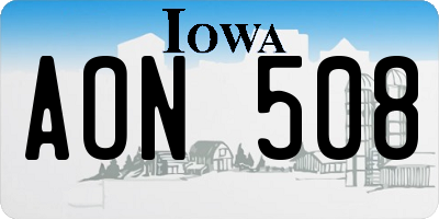 IA license plate AON508