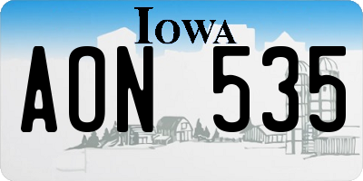 IA license plate AON535