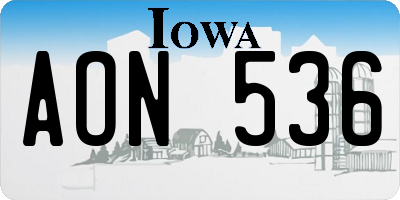 IA license plate AON536