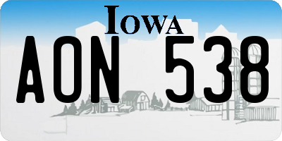 IA license plate AON538