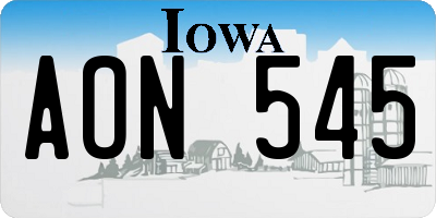 IA license plate AON545