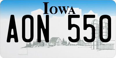 IA license plate AON550