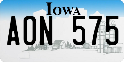 IA license plate AON575