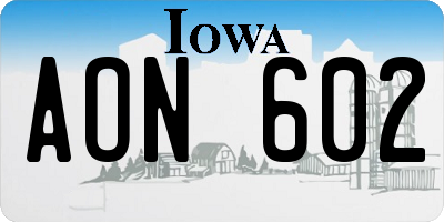 IA license plate AON602
