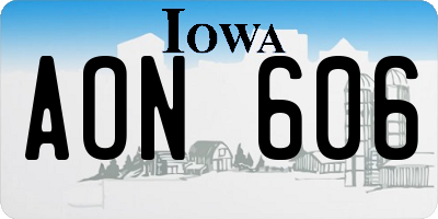 IA license plate AON606