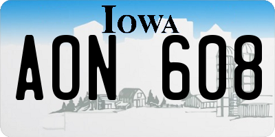 IA license plate AON608