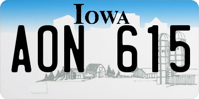 IA license plate AON615