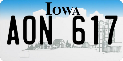IA license plate AON617