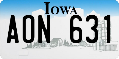 IA license plate AON631
