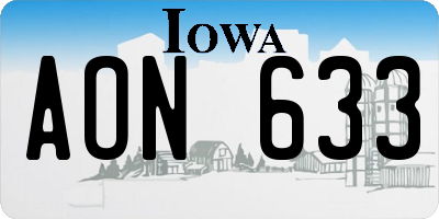 IA license plate AON633