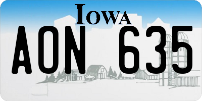 IA license plate AON635