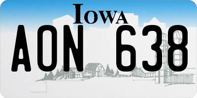IA license plate AON638