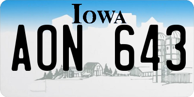 IA license plate AON643