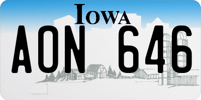 IA license plate AON646