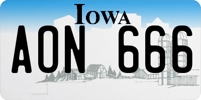 IA license plate AON666