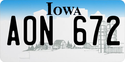 IA license plate AON672