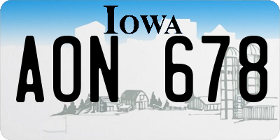 IA license plate AON678