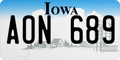 IA license plate AON689