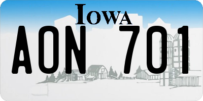 IA license plate AON701