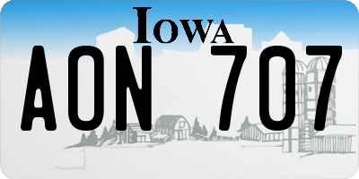 IA license plate AON707